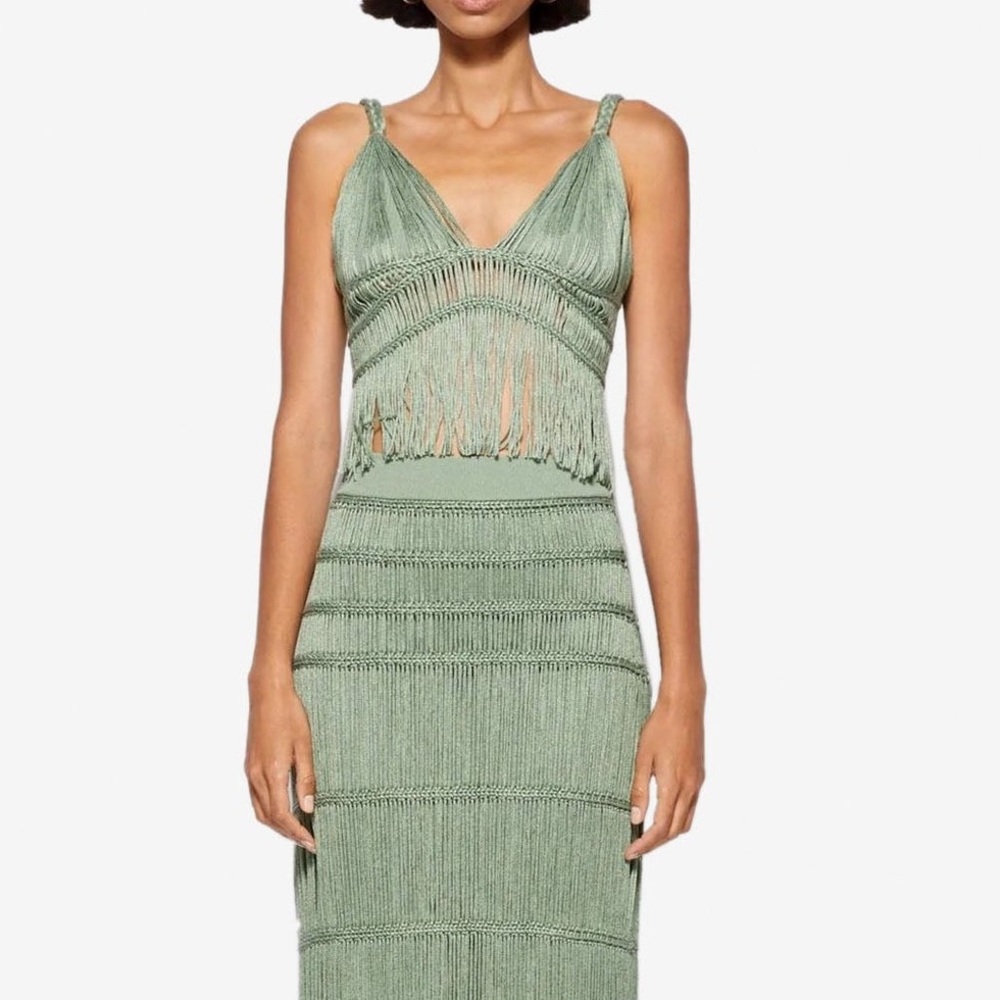 SIMKHAI
CLAUDETTE MACRAMÉ BRALETTE WITH FRINGE